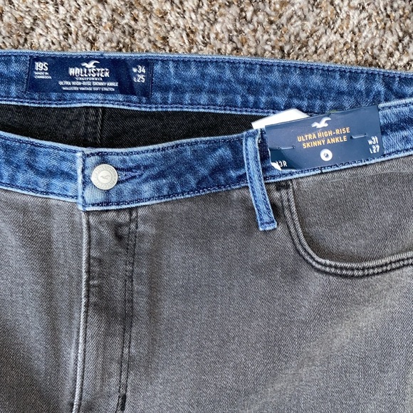 ULTRA HIGH-RISE BLACK CONTRAST WAIST SKINNY ANKLE JEAN SIZES 19S and 00L - Picture 9 of 10